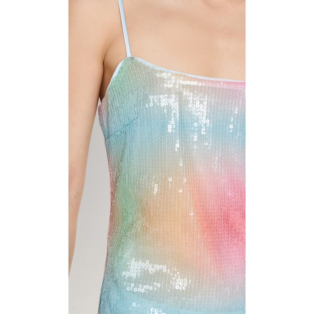 STAUD Jenny Dress Rainbow Ombré Mesh Mini slip sequin size medium M - Picture 6 of 14